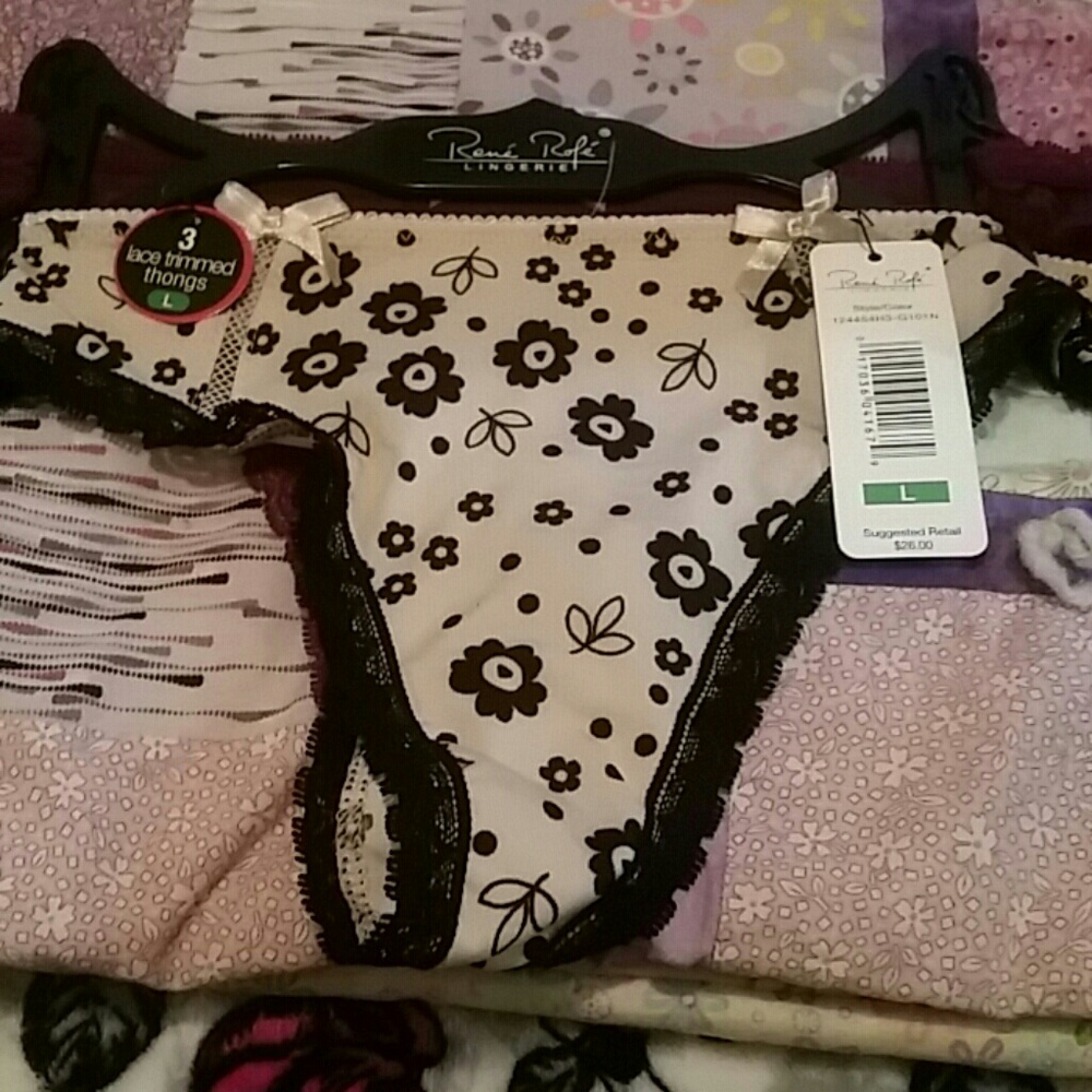 Lace trimmed thongs